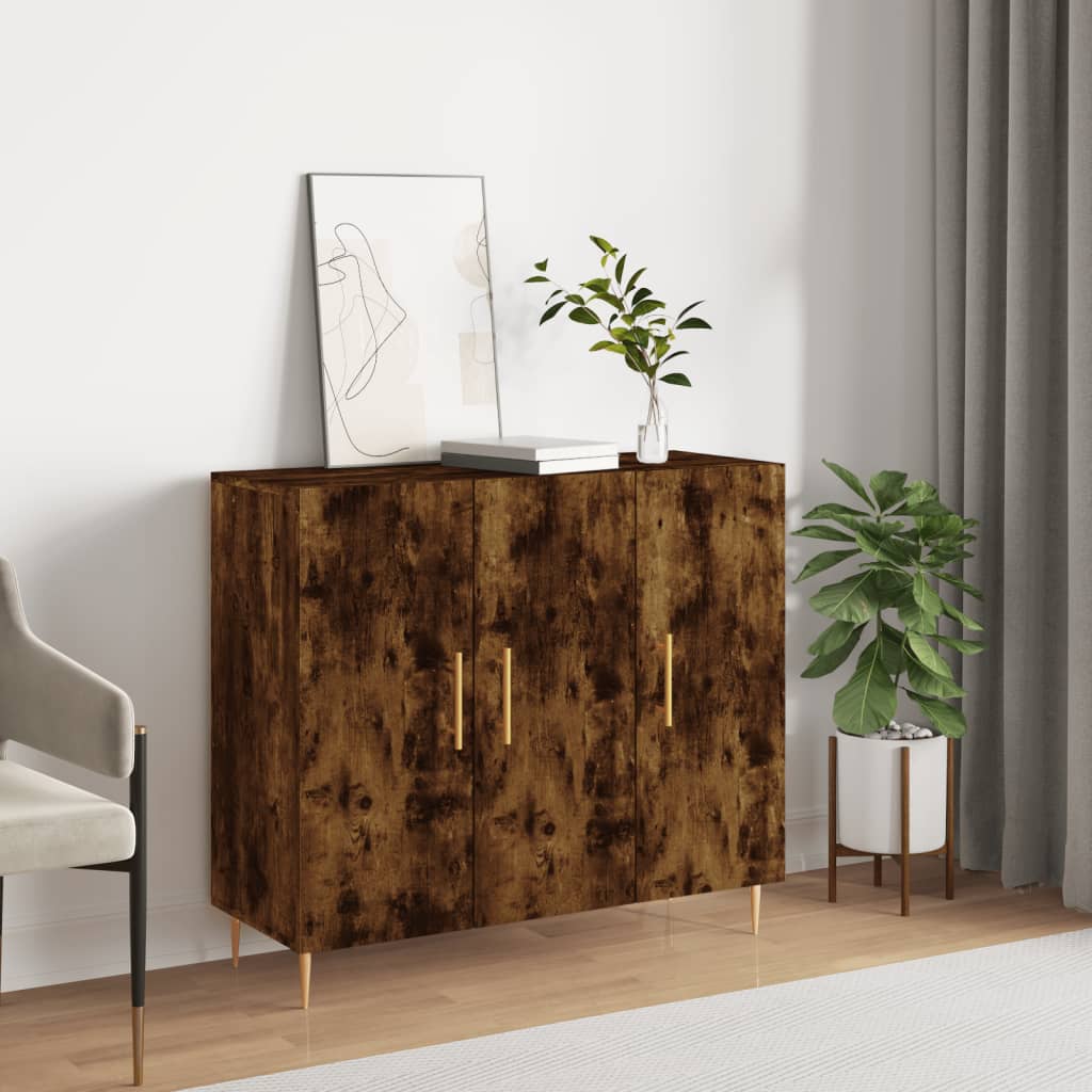 Buffet chêne fumé 90x34x80 cm bois d'ingénierie - XIOS