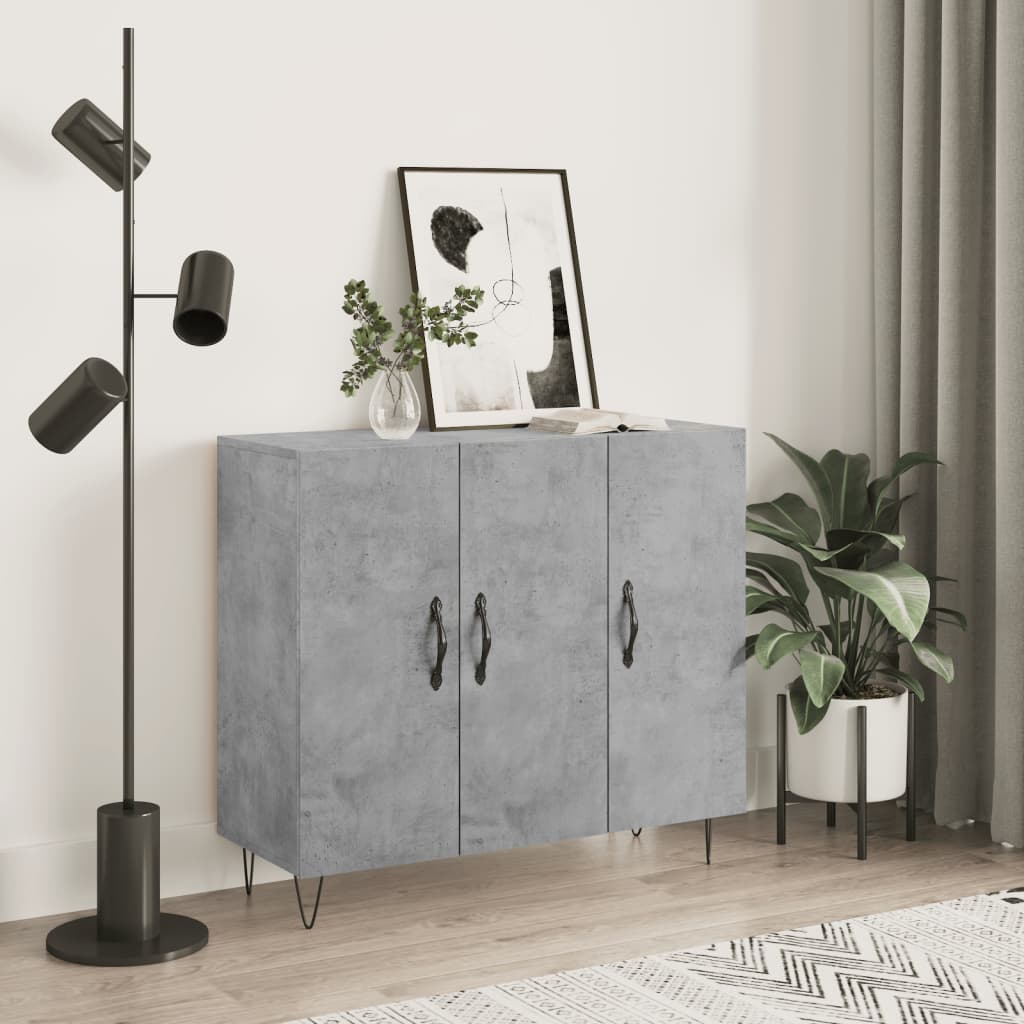 Buffet gris béton 90x34x80 cm bois d'ingénierie - XIOS