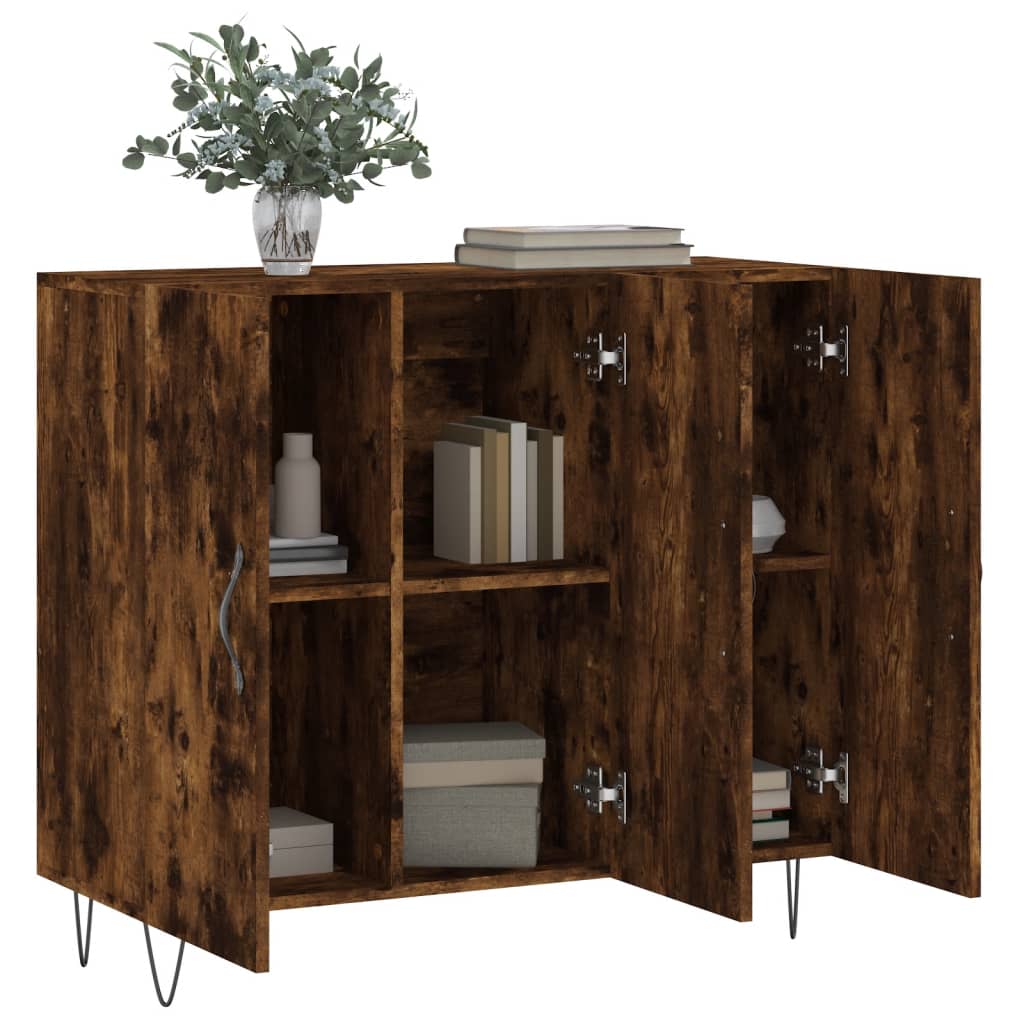 Buffet chêne fumé 90x34x80 cm bois d'ingénierie - XIOS