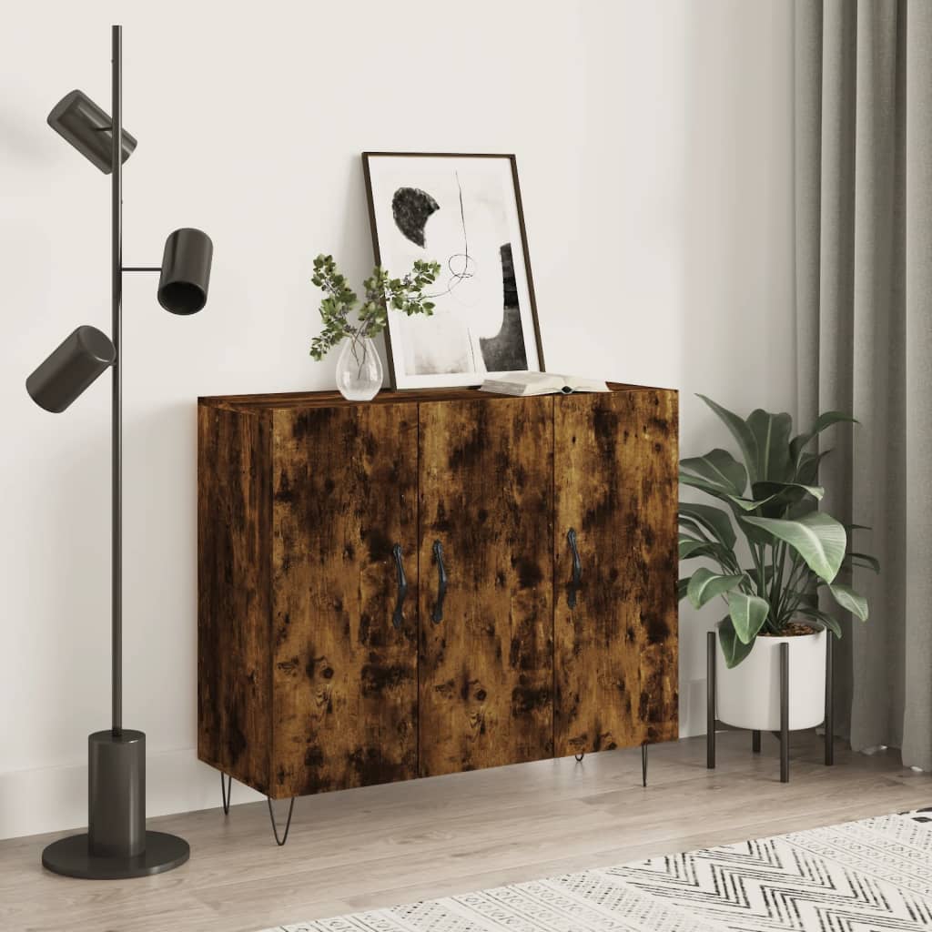 Buffet chêne fumé 90x34x80 cm bois d'ingénierie - XIOS