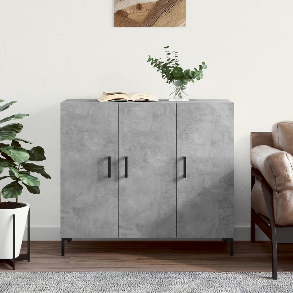 Buffet gris béton 90x34x80 cm bois d'ingénierie - XIOS