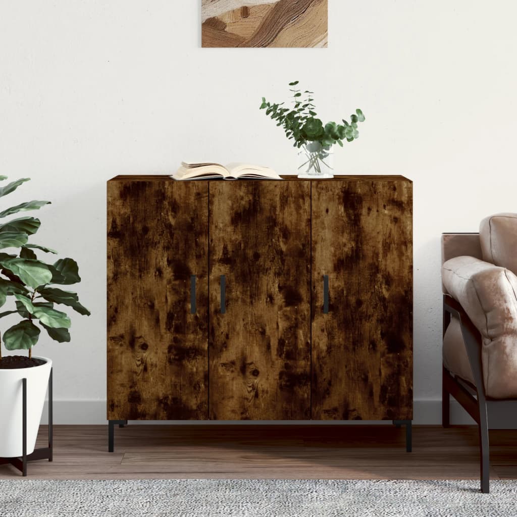 Buffet chêne fumé 90x34x80 cm bois d'ingénierie - XIOS