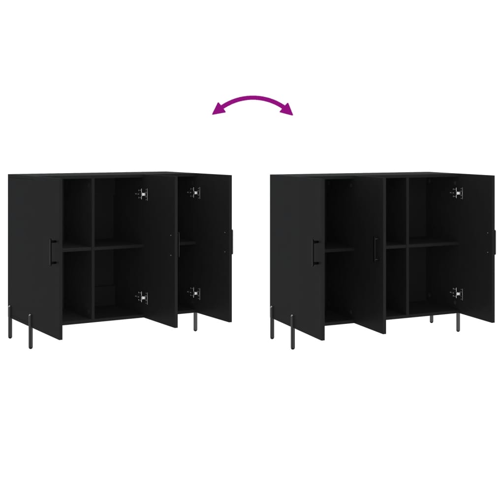 Buffet noir 90x34x80 cm bois d'ingénierie - XIOS