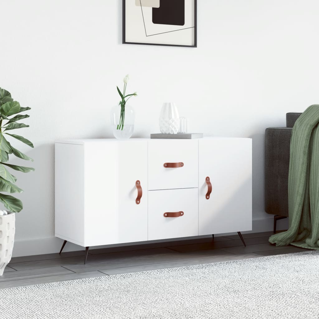 Buffet blanc brillant 100x36x60 cm bois d'ingénierie - XIOS