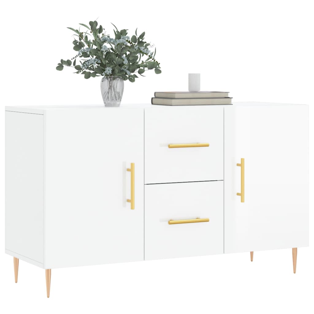 Buffet blanc brillant 100x36x60 cm bois d'ingénierie - XIOS