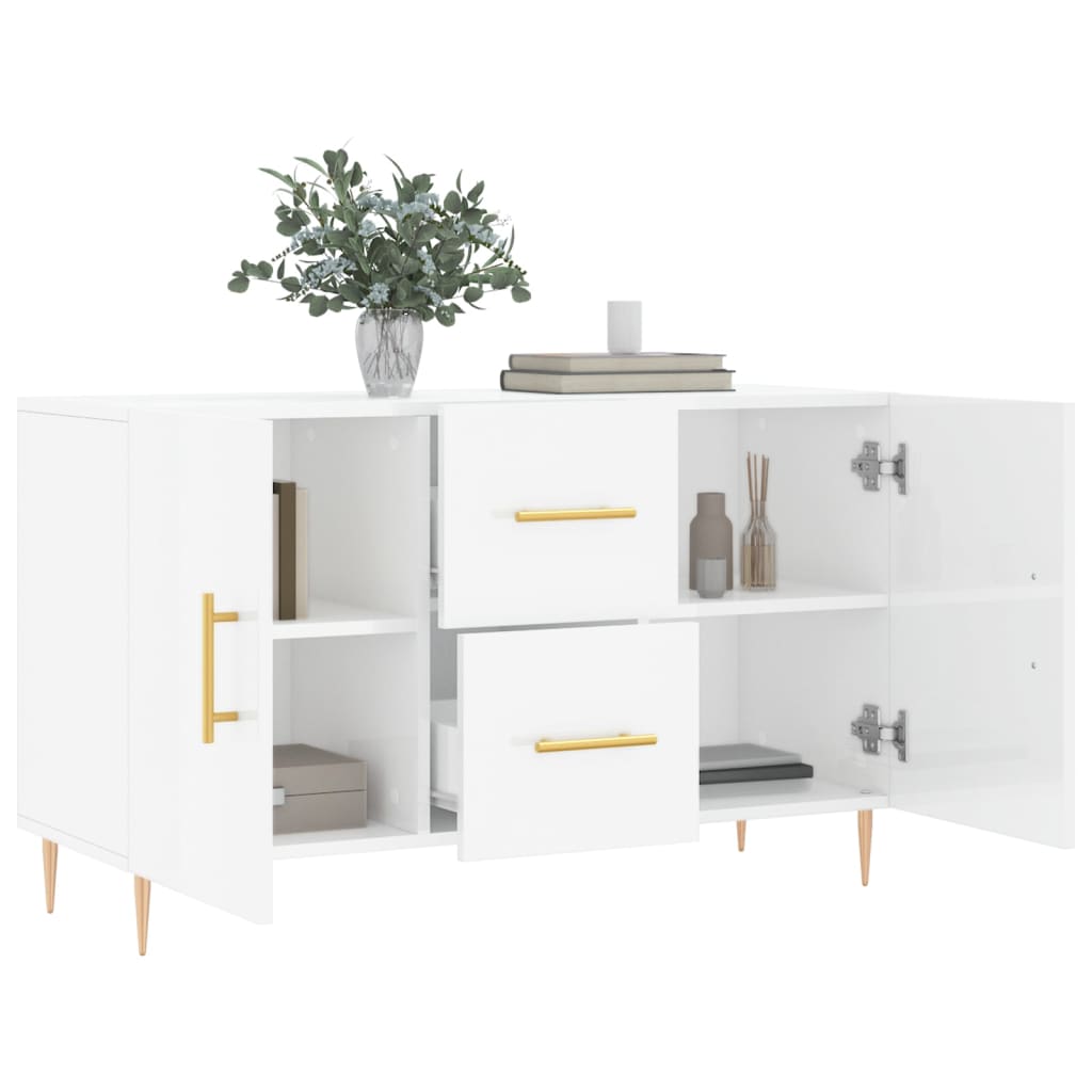 Buffet blanc brillant 100x36x60 cm bois d'ingénierie - XIOS