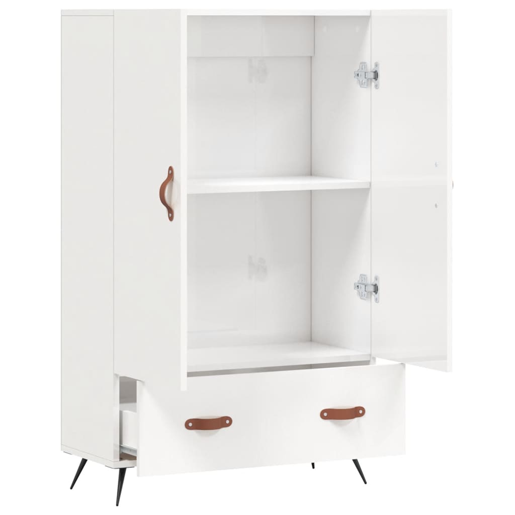 Buffet haut blanc brillant 69,5x31x115 cm bois d'ingénierie - XIOS