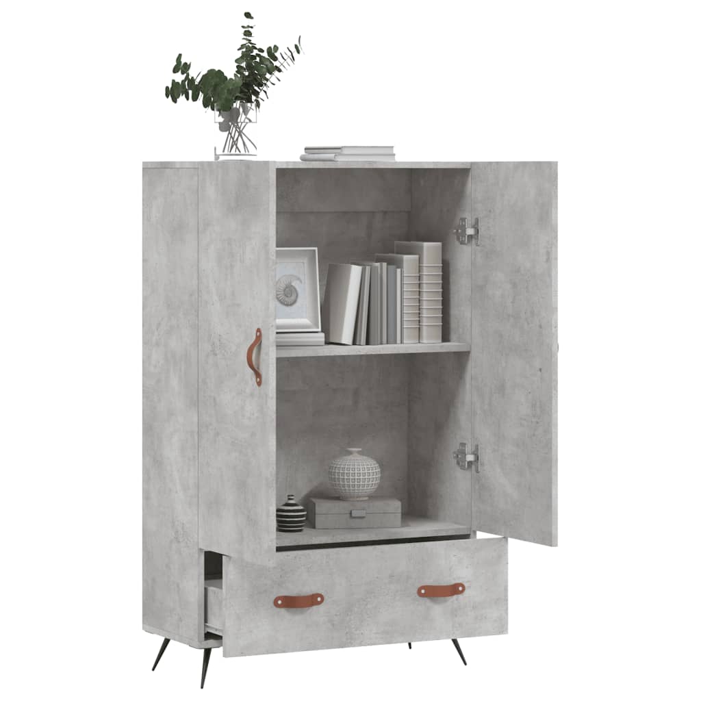 Buffet haut gris béton 69,5x31x115 cm bois d'ingénierie - XIOS