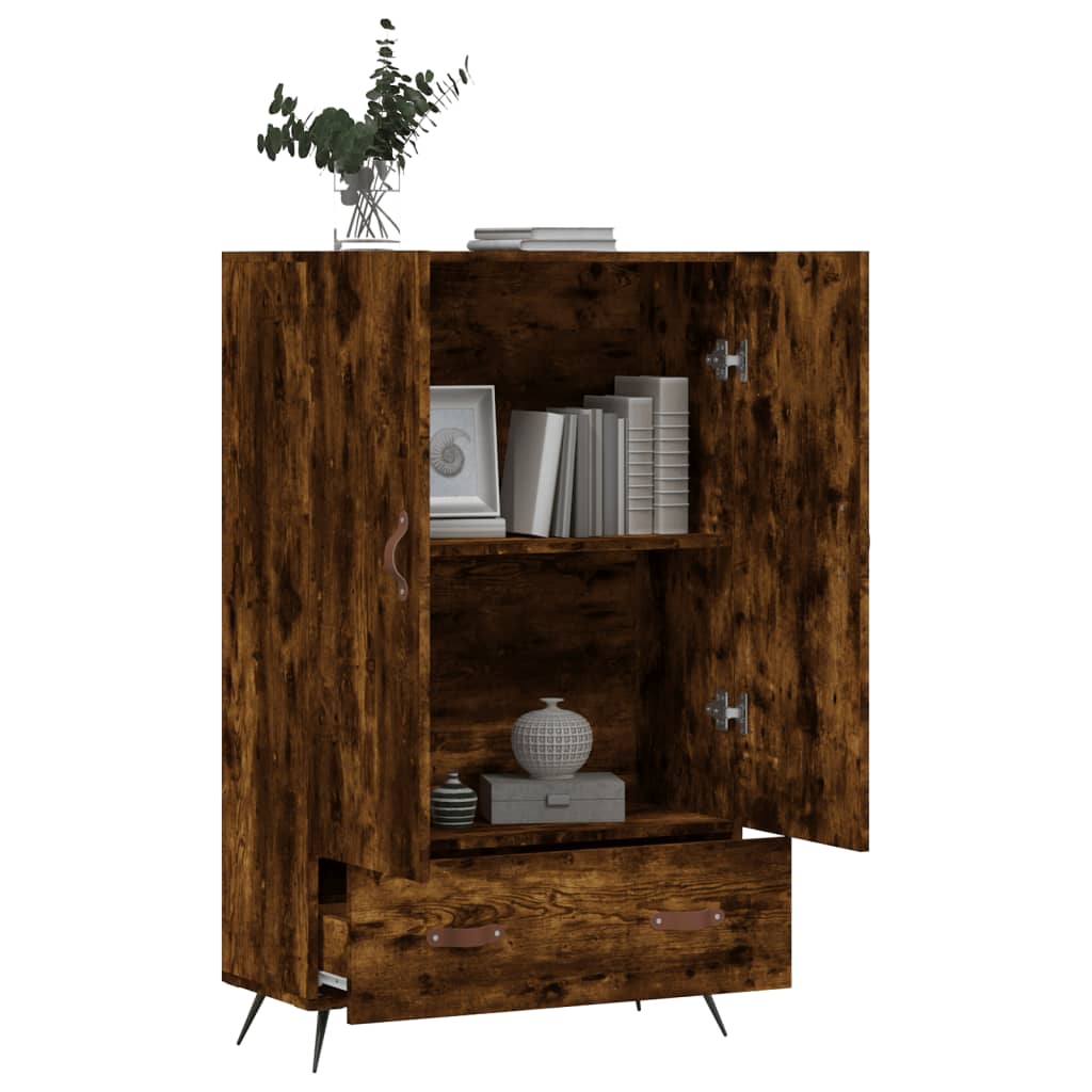 Buffet haut chêne fumé 69,5x31x115 cm bois d'ingénierie - XIOS