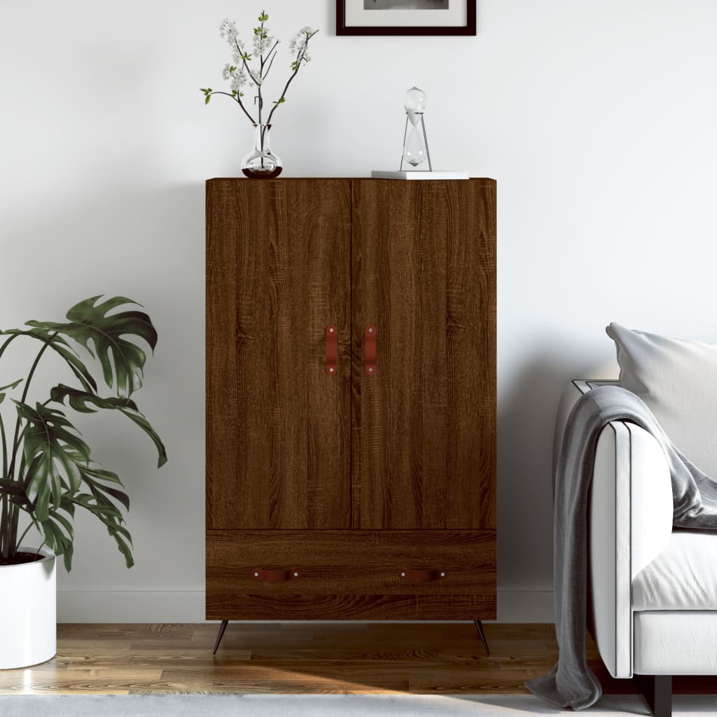 Buffet haut chêne marron 69,5x31x115 cm bois d'ingénierie - XIOS