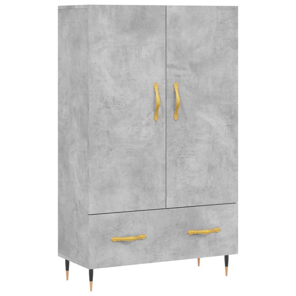 Buffet haut gris béton 69,5x31x115 cm bois d'ingénierie - XIOS