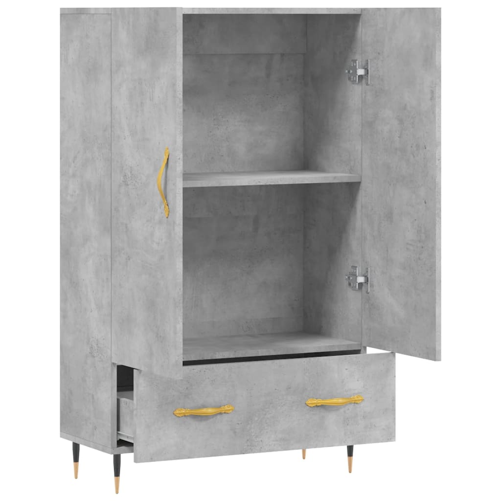 Buffet haut gris béton 69,5x31x115 cm bois d'ingénierie - XIOS