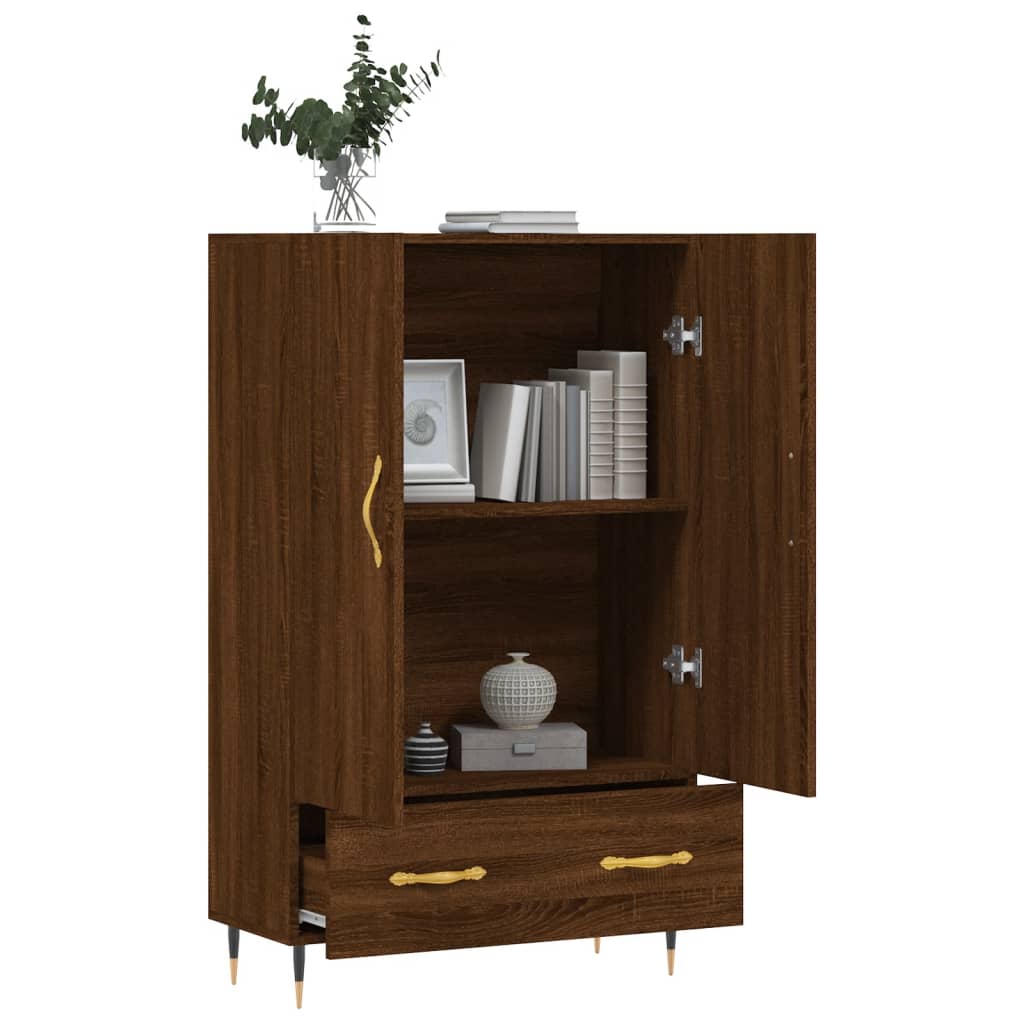 Buffet haut chêne marron 69,5x31x115 cm bois d'ingénierie - XIOS