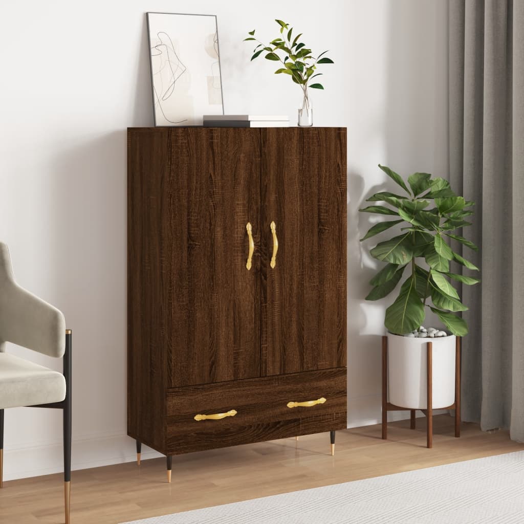 Buffet haut chêne marron 69,5x31x115 cm bois d'ingénierie - XIOS