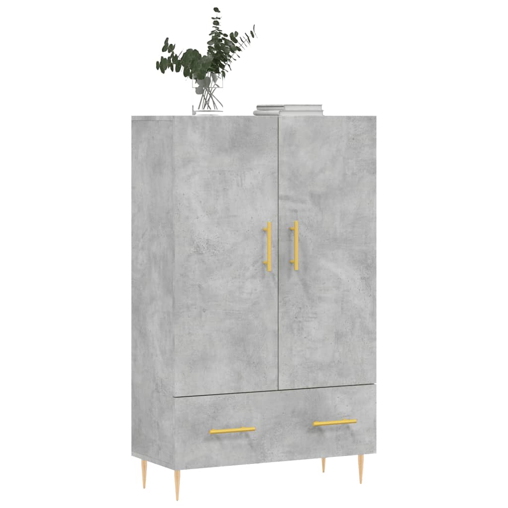 Buffet haut gris béton 69,5x31x115 cm bois d'ingénierie - XIOS