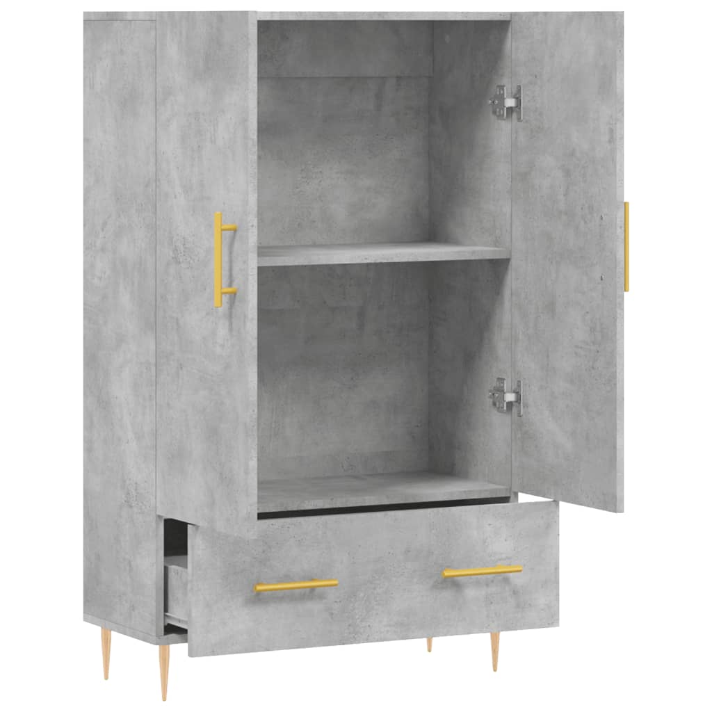 Buffet haut gris béton 69,5x31x115 cm bois d'ingénierie - XIOS