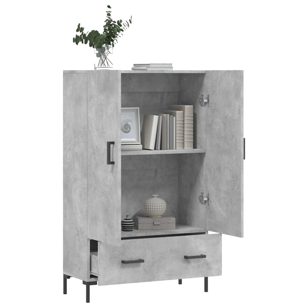 Buffet haut gris béton 69,5x31x115 cm bois d'ingénierie - XIOS