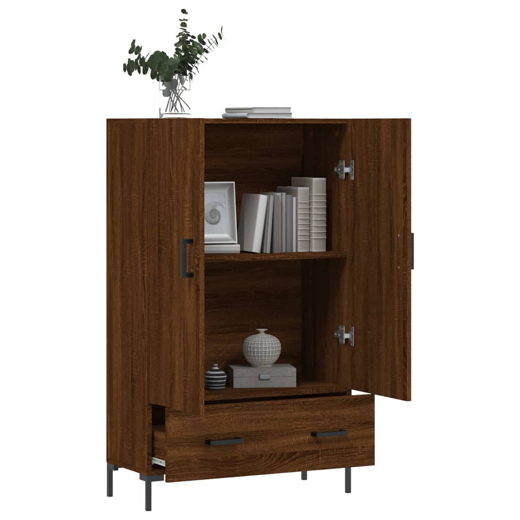 Buffet haut chêne marron 69,5x31x115 cm bois d'ingénierie - XIOS