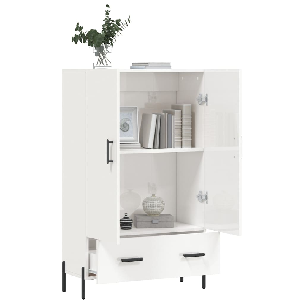 Buffet haut blanc brillant 69,5x31x115 cm bois d'ingénierie - XIOS