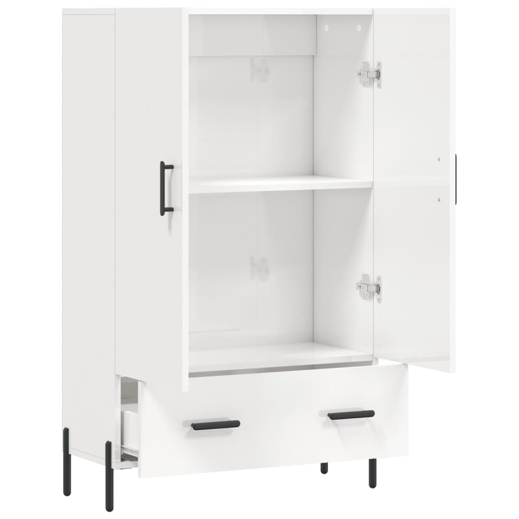 Buffet haut blanc brillant 69,5x31x115 cm bois d'ingénierie - XIOS