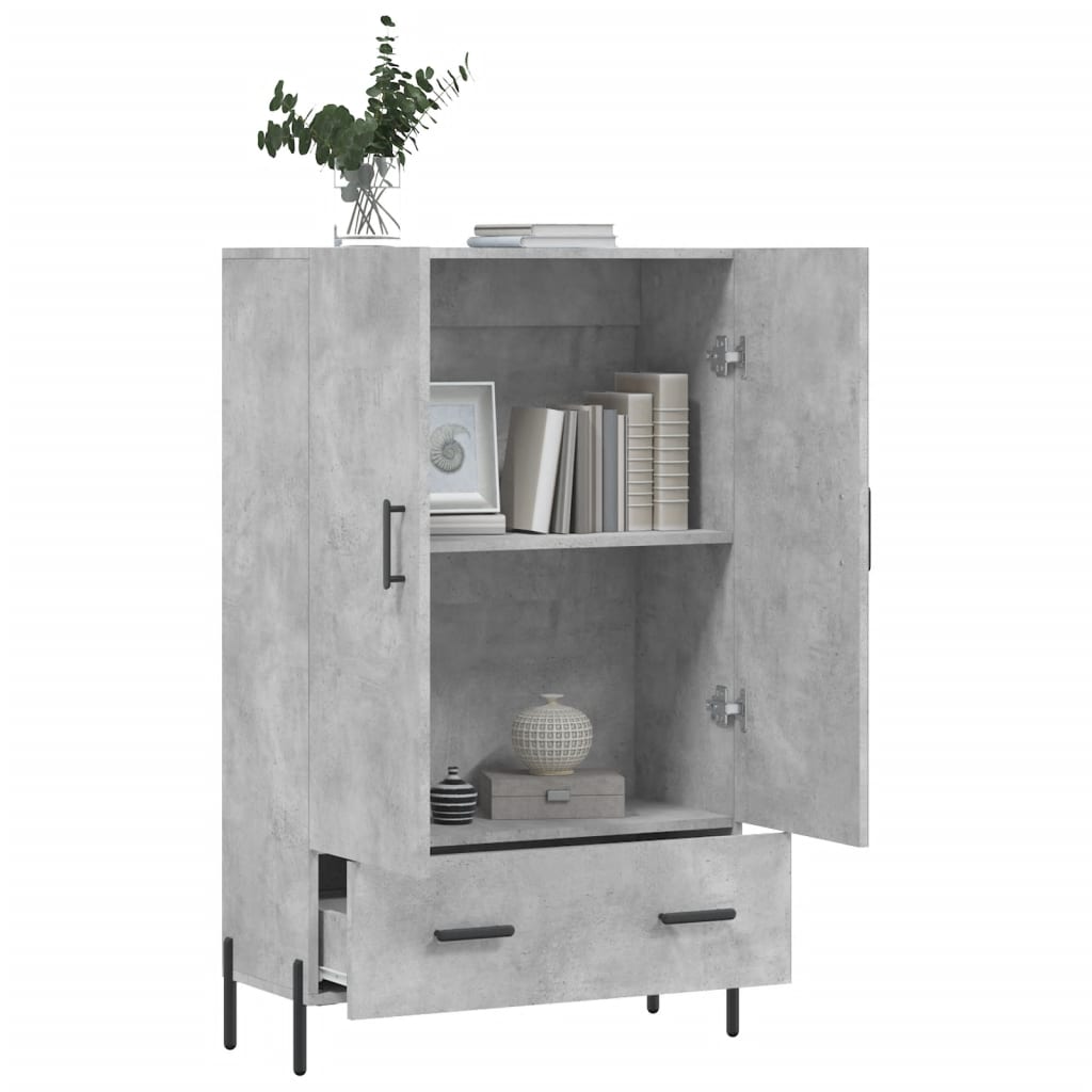 Buffet haut gris béton 69,5x31x115 cm bois d'ingénierie - XIOS