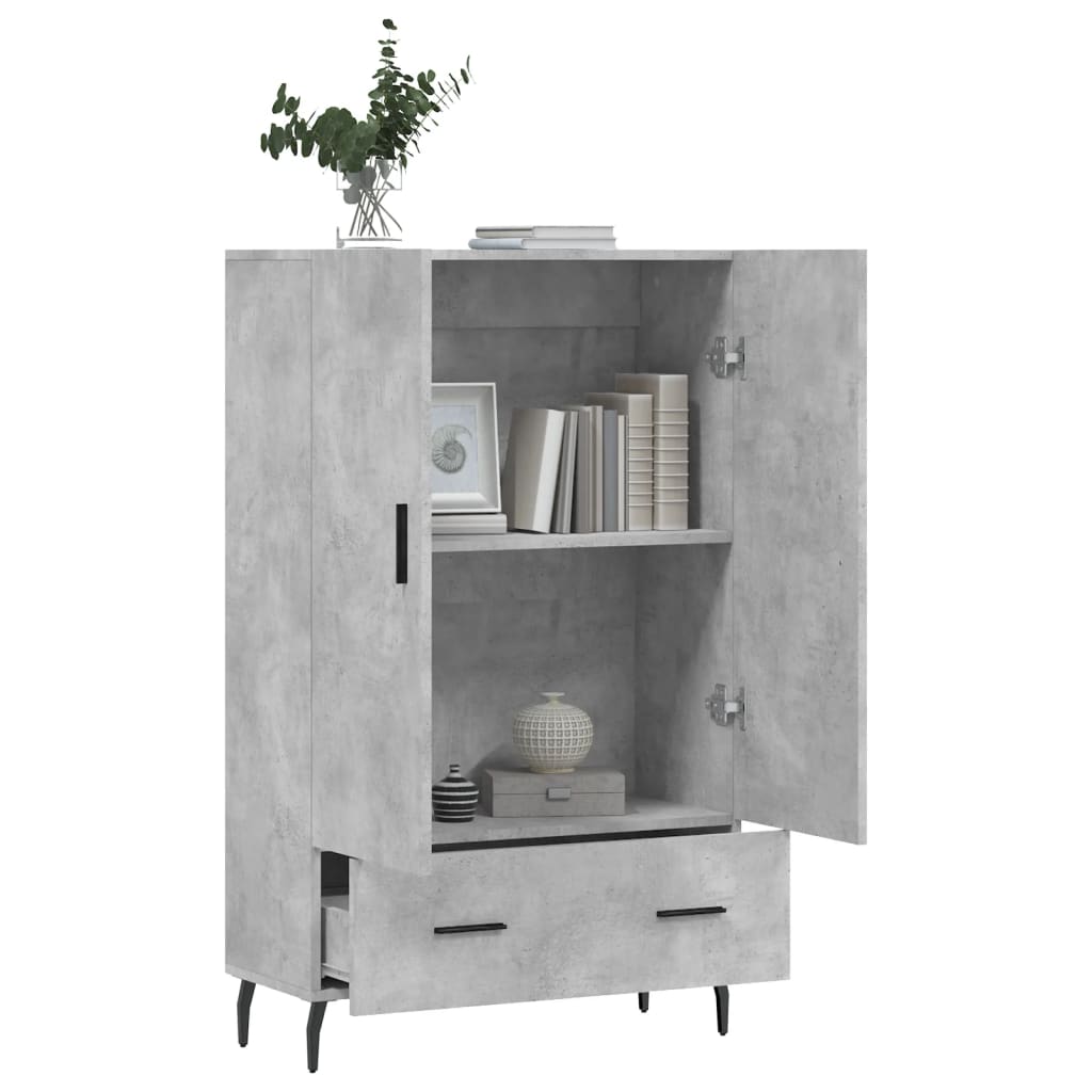 Buffet haut gris béton 69,5x31x115 cm bois d'ingénierie - XIOS