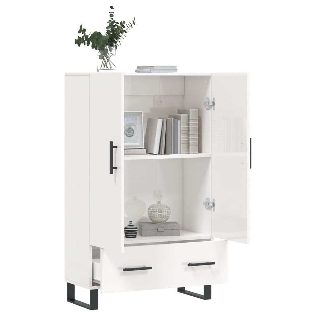 Buffet haut blanc brillant 69,5x31x115 cm bois d'ingénierie - XIOS