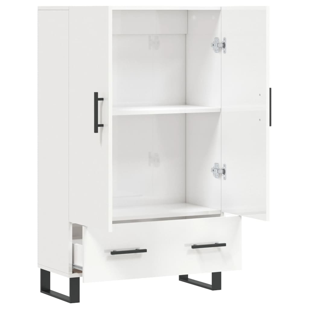 Buffet haut blanc brillant 69,5x31x115 cm bois d'ingénierie - XIOS