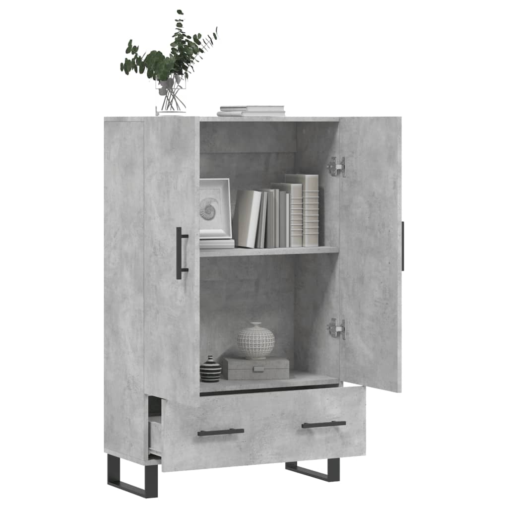 Buffet haut gris béton 69,5x31x115 cm bois d'ingénierie - XIOS