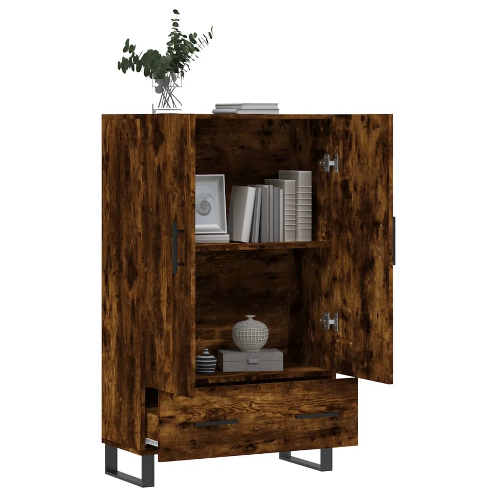 Buffet haut chêne fumé 69,5x31x115 cm bois d'ingénierie - XIOS