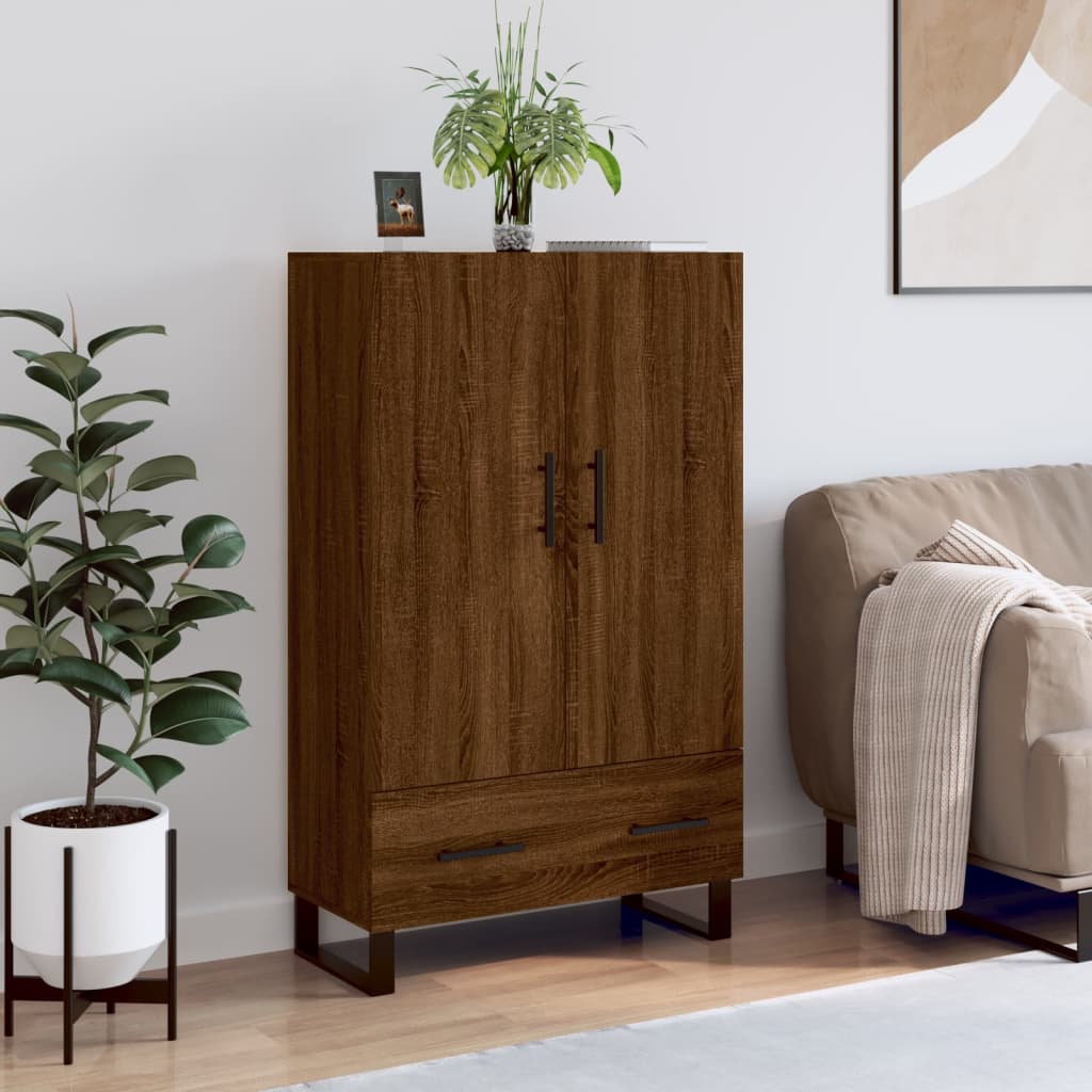 Buffet haut chêne marron 69,5x31x115 cm bois d'ingénierie - XIOS