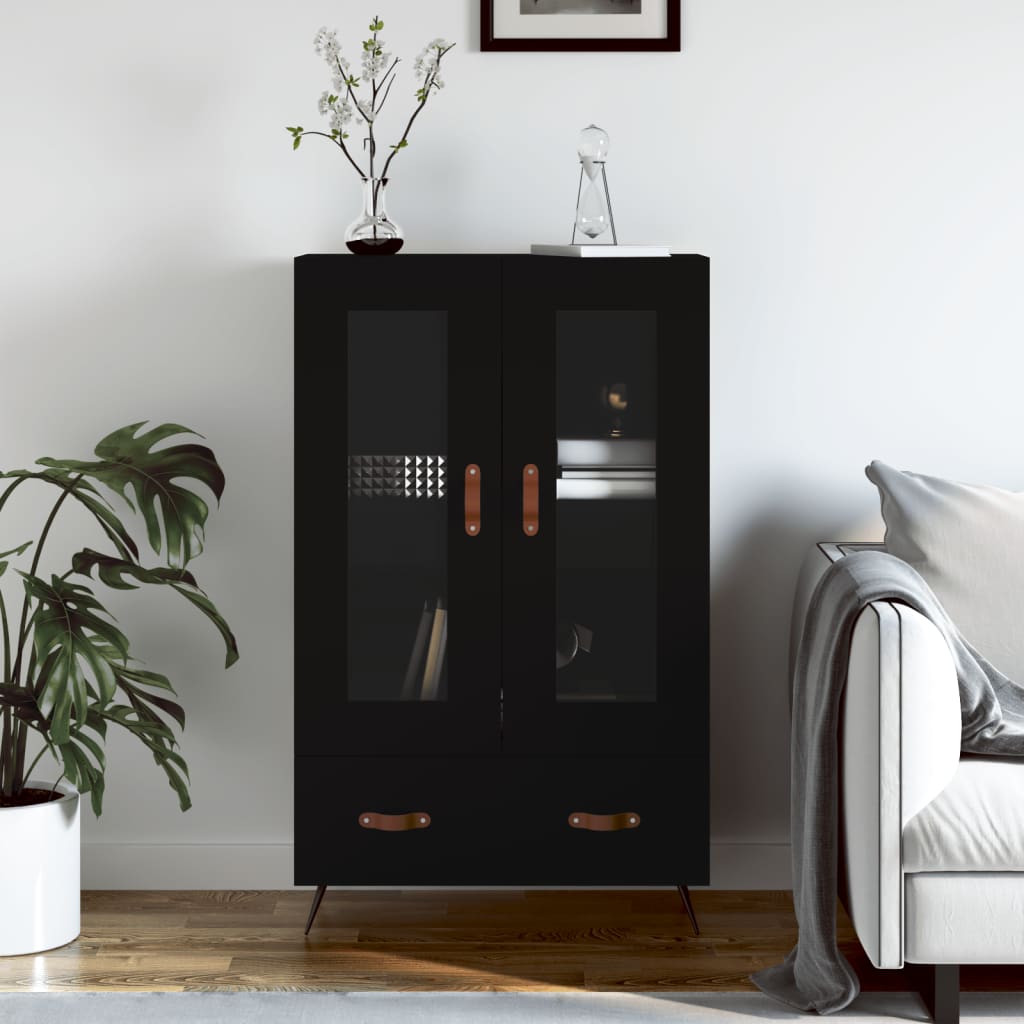 Buffet haut noir 69,5x31x115 cm bois d'ingénierie - XIOS