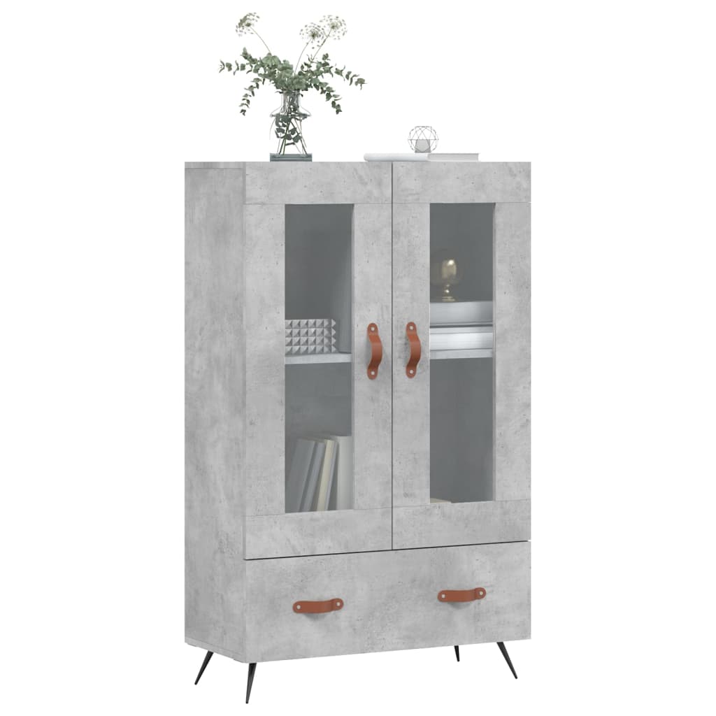 Buffet haut gris béton 69,5x31x115 cm bois d'ingénierie - XIOS