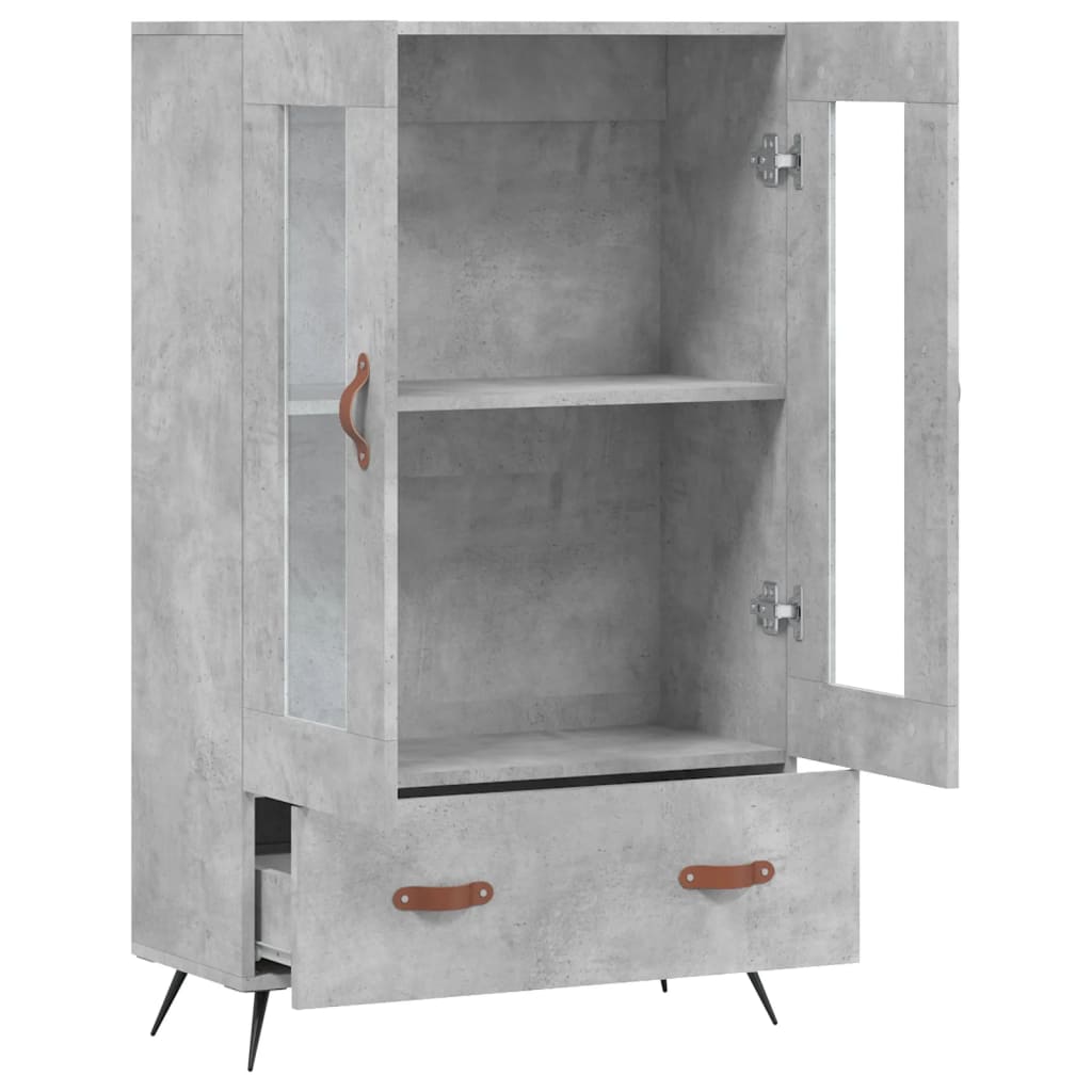 Buffet haut gris béton 69,5x31x115 cm bois d'ingénierie - XIOS