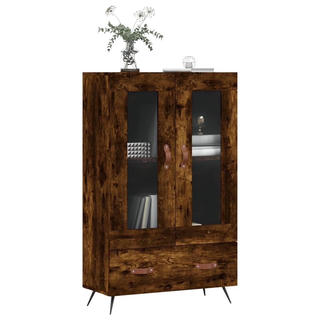 Buffet haut chêne fumé 69,5x31x115 cm bois d'ingénierie - XIOS