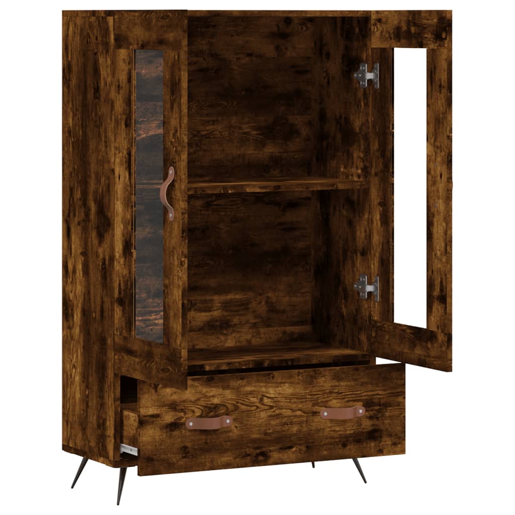 Buffet haut chêne fumé 69,5x31x115 cm bois d'ingénierie - XIOS