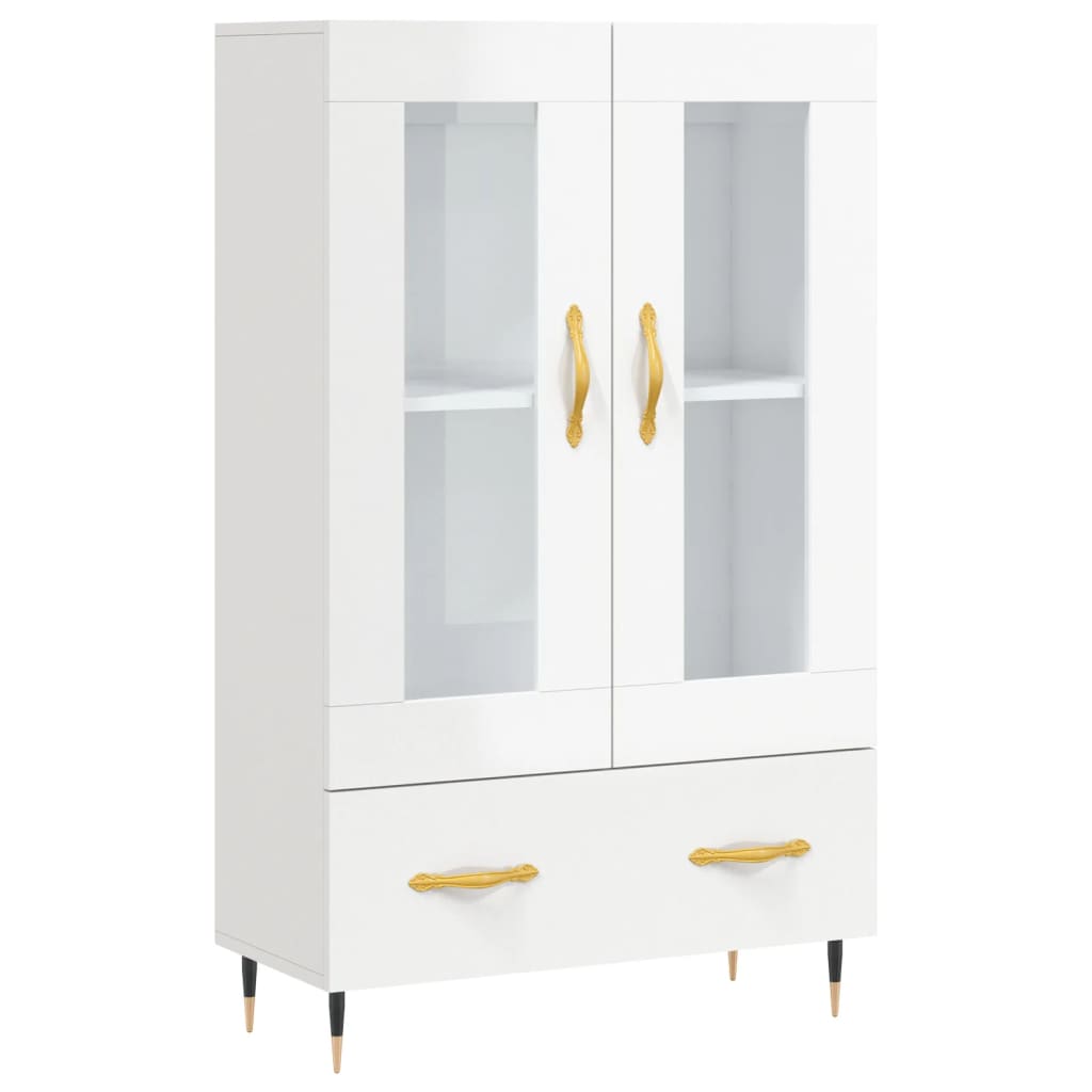 Buffet haut blanc brillant 69,5x31x115 cm bois d'ingénierie - XIOS