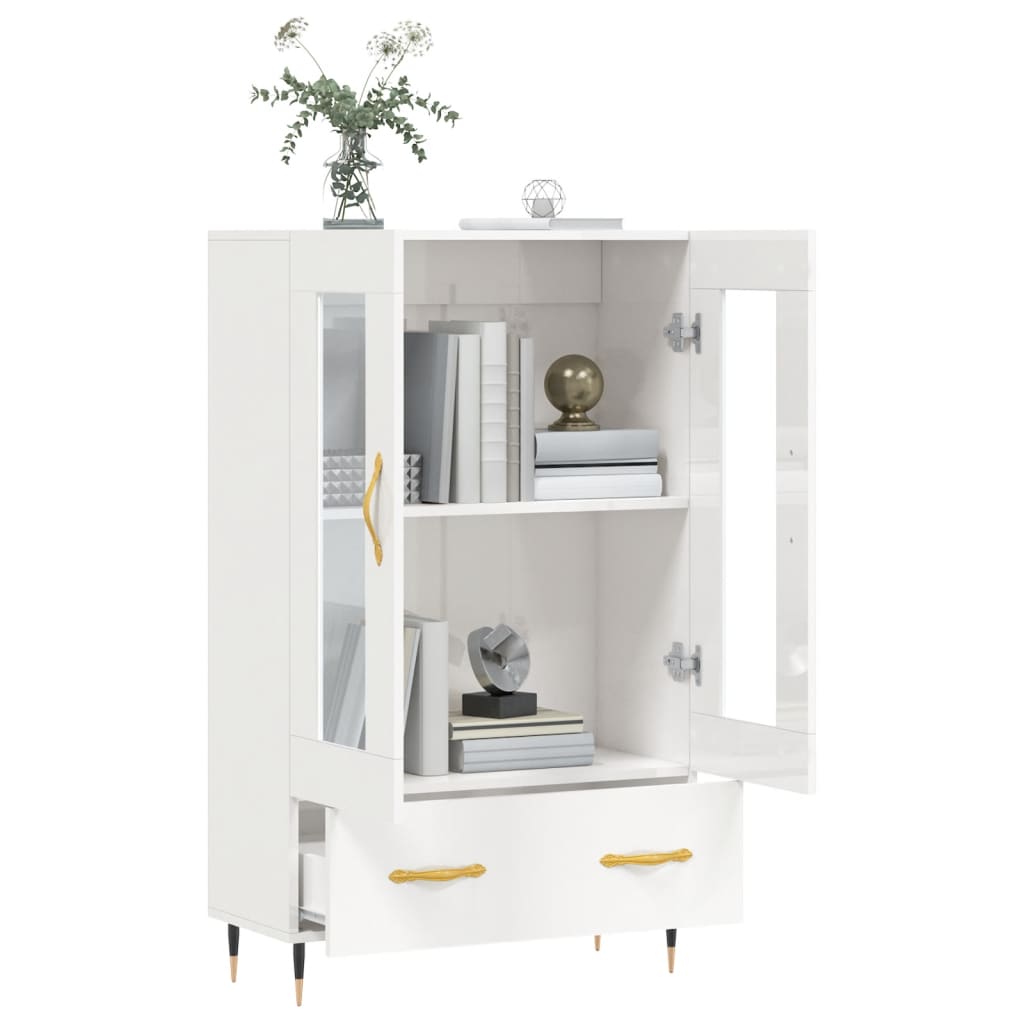 Buffet haut blanc brillant 69,5x31x115 cm bois d'ingénierie - XIOS