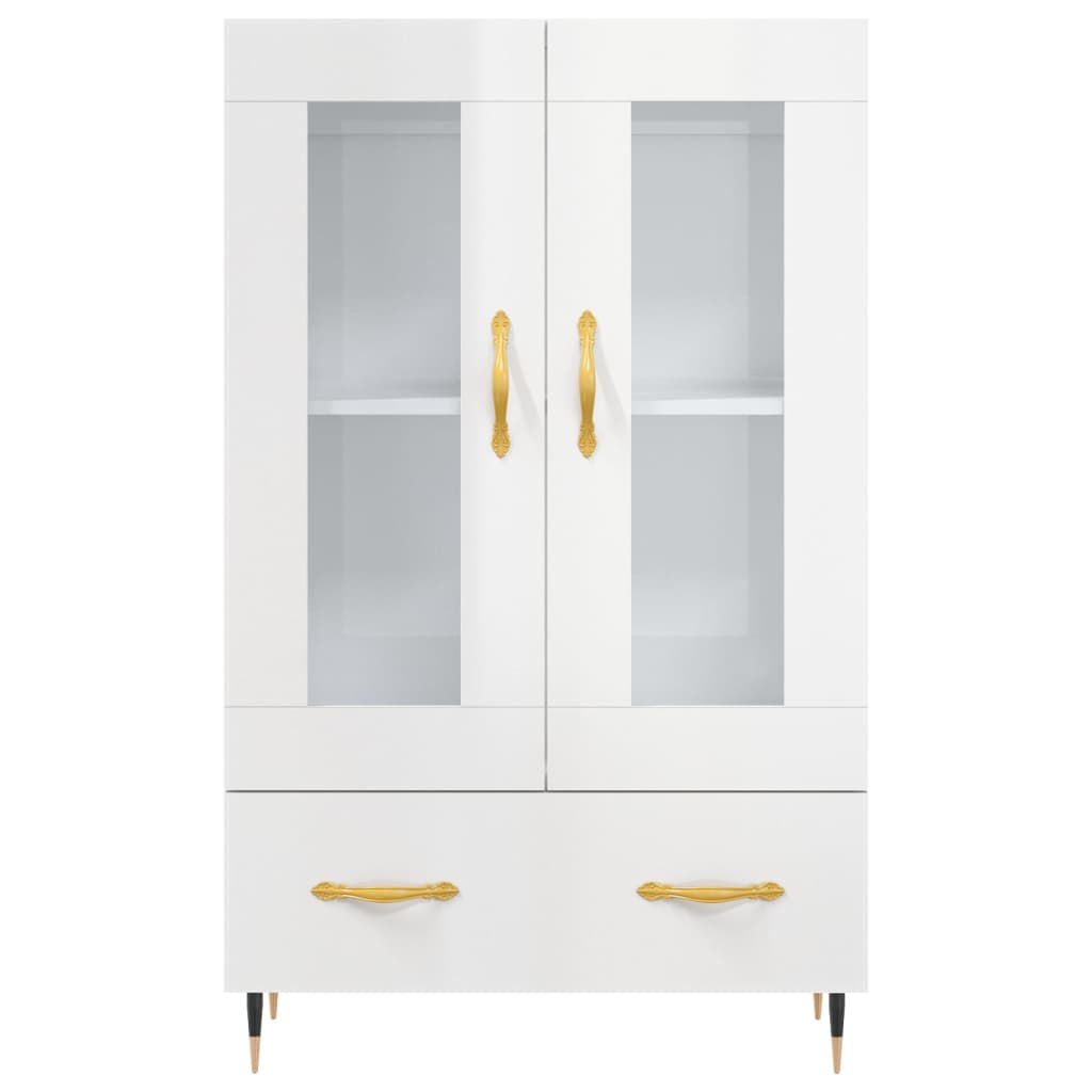 Buffet haut blanc brillant 69,5x31x115 cm bois d'ingénierie - XIOS