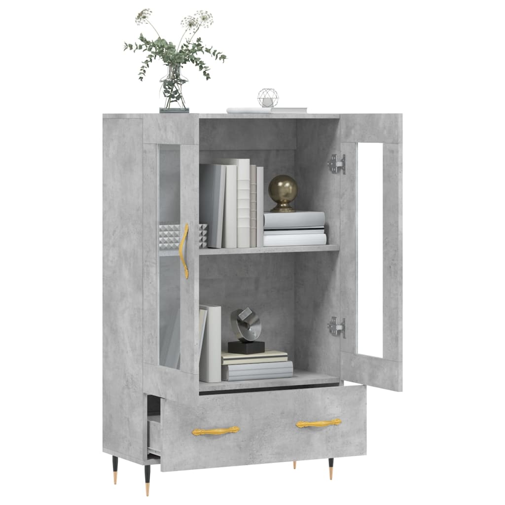 Buffet haut gris béton 69,5x31x115 cm bois d'ingénierie - XIOS