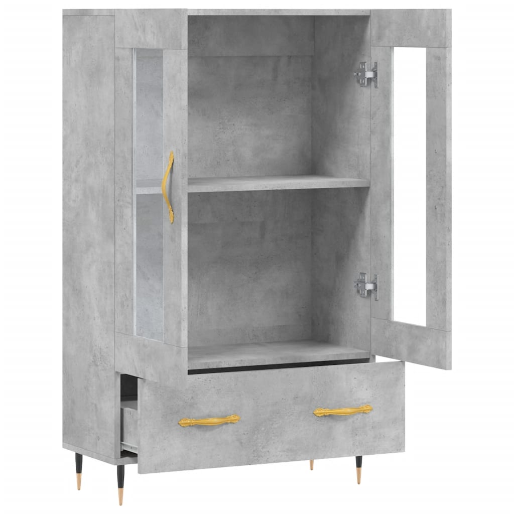 Buffet haut gris béton 69,5x31x115 cm bois d'ingénierie - XIOS