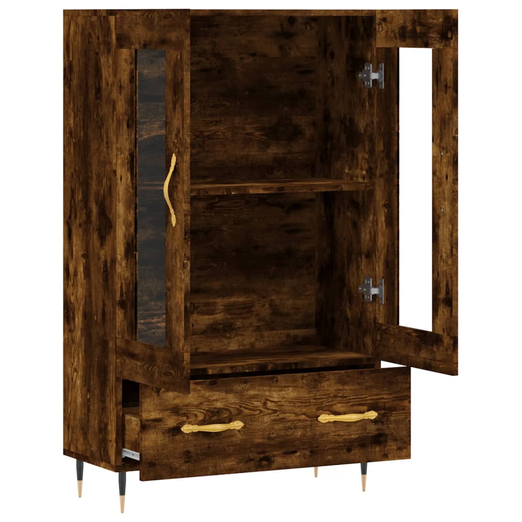 Buffet haut chêne fumé 69,5x31x115 cm bois d'ingénierie - XIOS
