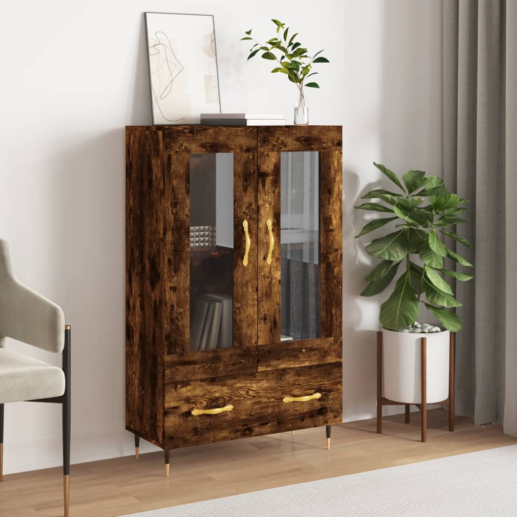 Buffet haut chêne fumé 69,5x31x115 cm bois d'ingénierie - XIOS