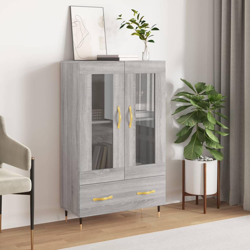 Buffet haut sonoma gris 69,5x31x115 cm bois d'ingénierie - XIOS
