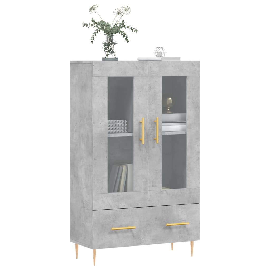 Buffet haut gris béton 69,5x31x115 cm bois d'ingénierie - XIOS