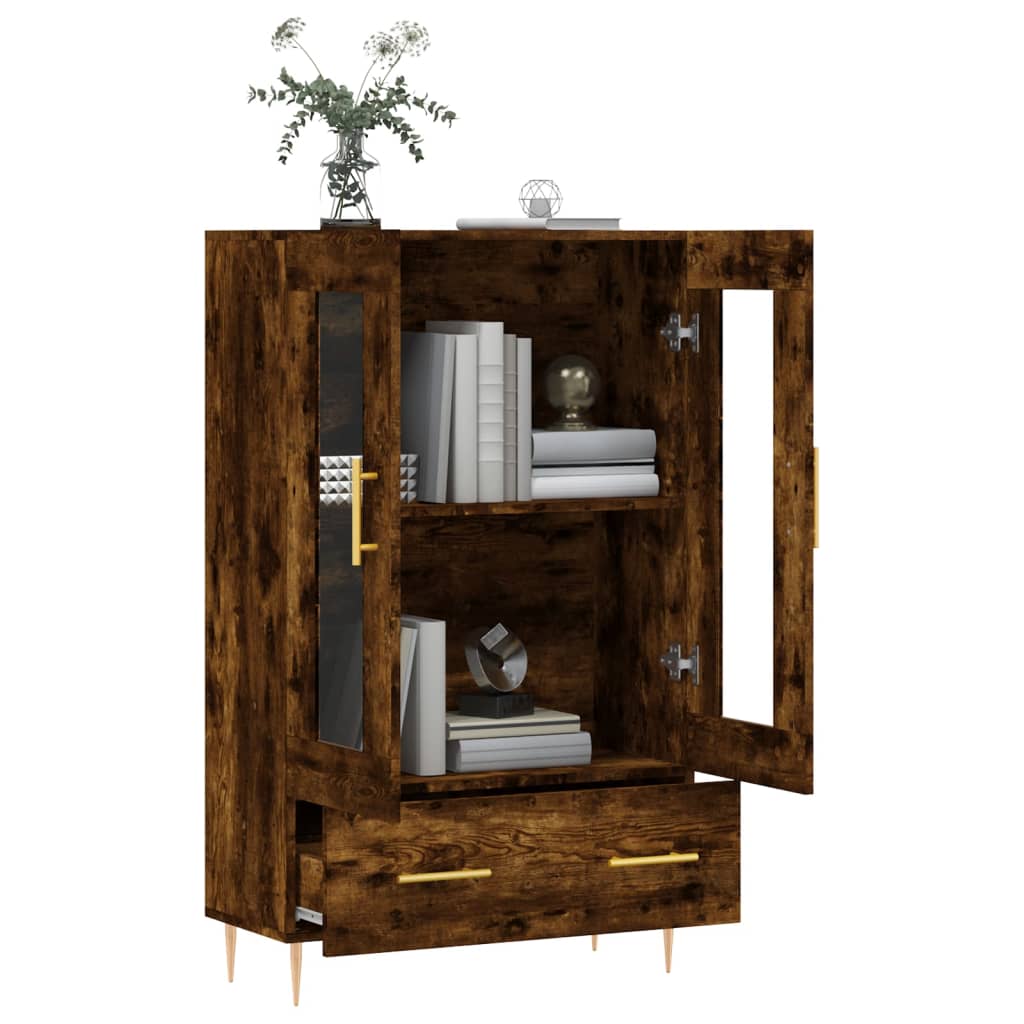 Buffet haut chêne fumé 69,5x31x115 cm bois d'ingénierie - XIOS