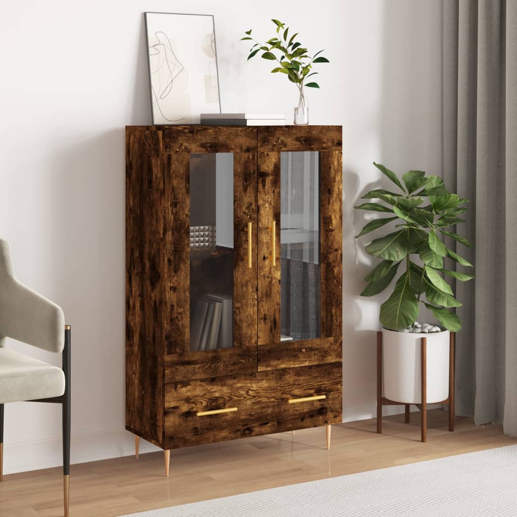 Buffet haut chêne fumé 69,5x31x115 cm bois d'ingénierie - XIOS