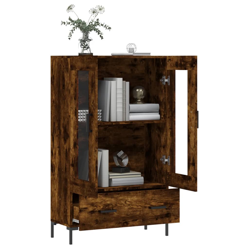 Buffet haut chêne fumé 69,5x31x115 cm bois d'ingénierie - XIOS