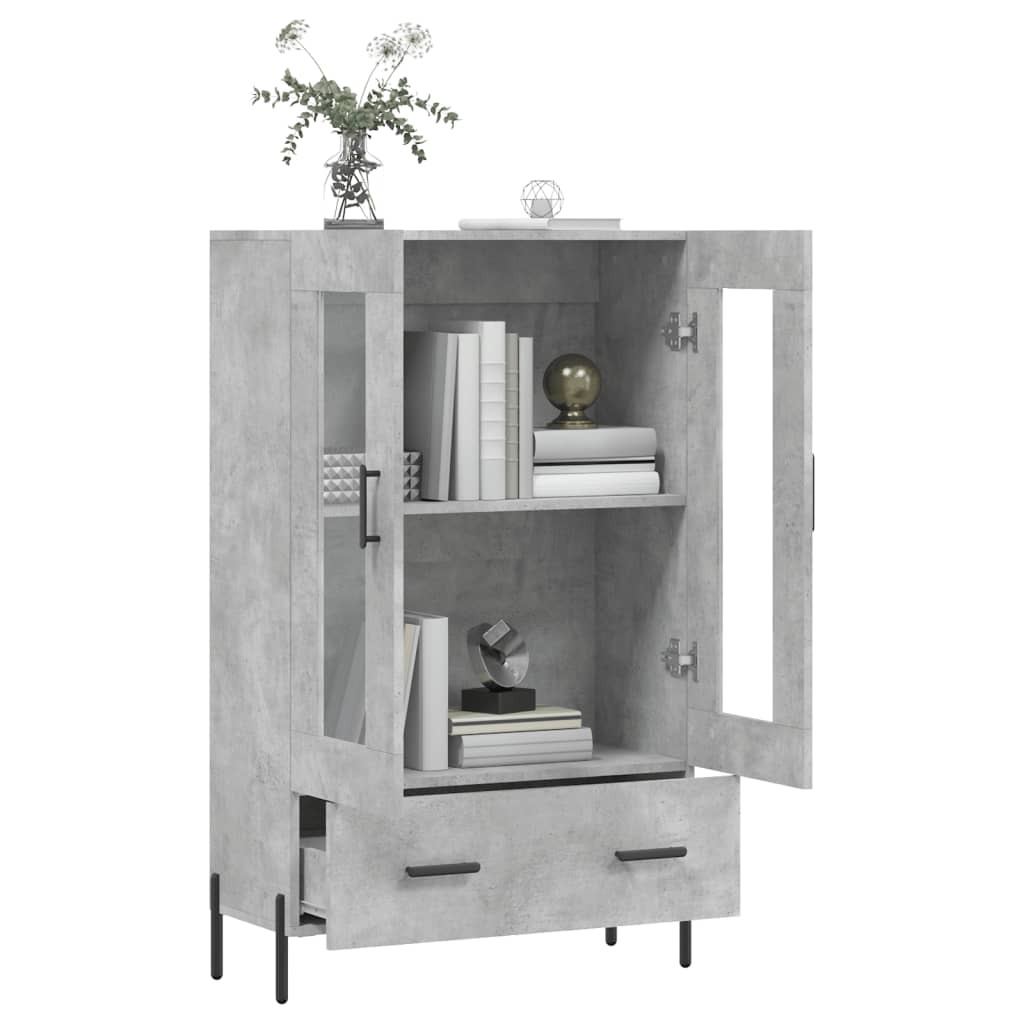 Buffet haut gris béton 69,5x31x115 cm bois d'ingénierie - XIOS
