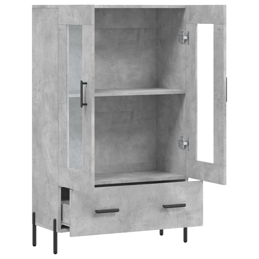 Buffet haut gris béton 69,5x31x115 cm bois d'ingénierie - XIOS